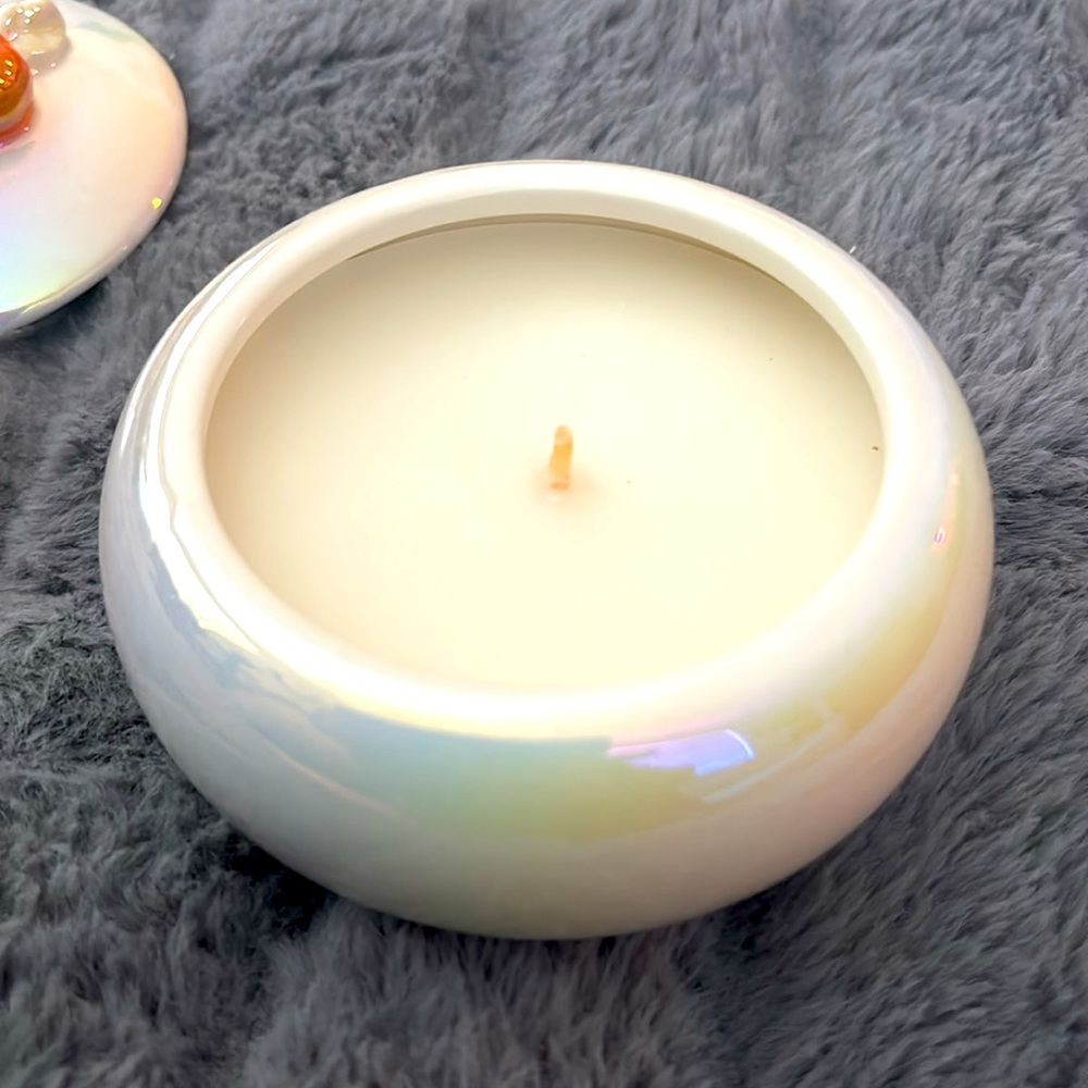 Anthropologie-Fall Figural White Birch & Pumpkin Ceramic Candle 🎃 - Picture 2 of 4